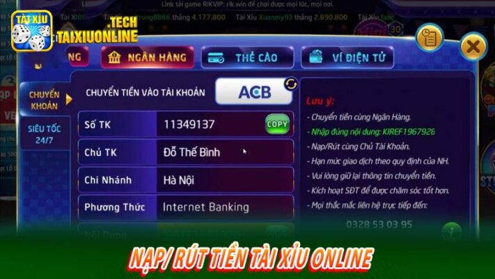 Nạp/ Rút Tiền Tài Xỉu Online